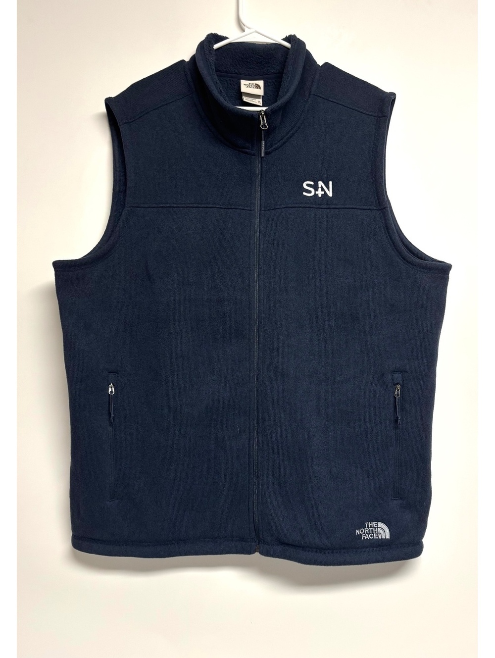 The North Face Navy Full Zip Fleece Vest Men’s XXL Embroidered